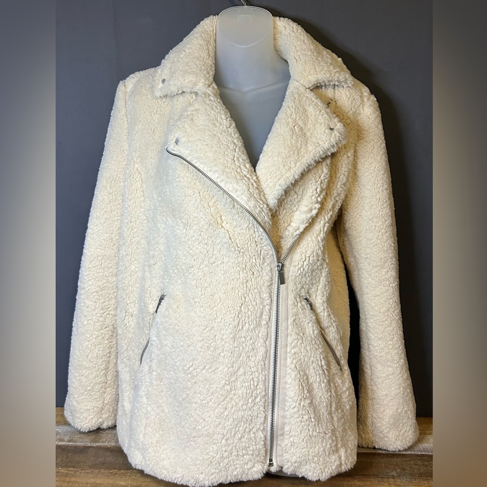BAGATELLA Teddy Sherpa Moto Biker Coat Jacket Size Small Ivory color